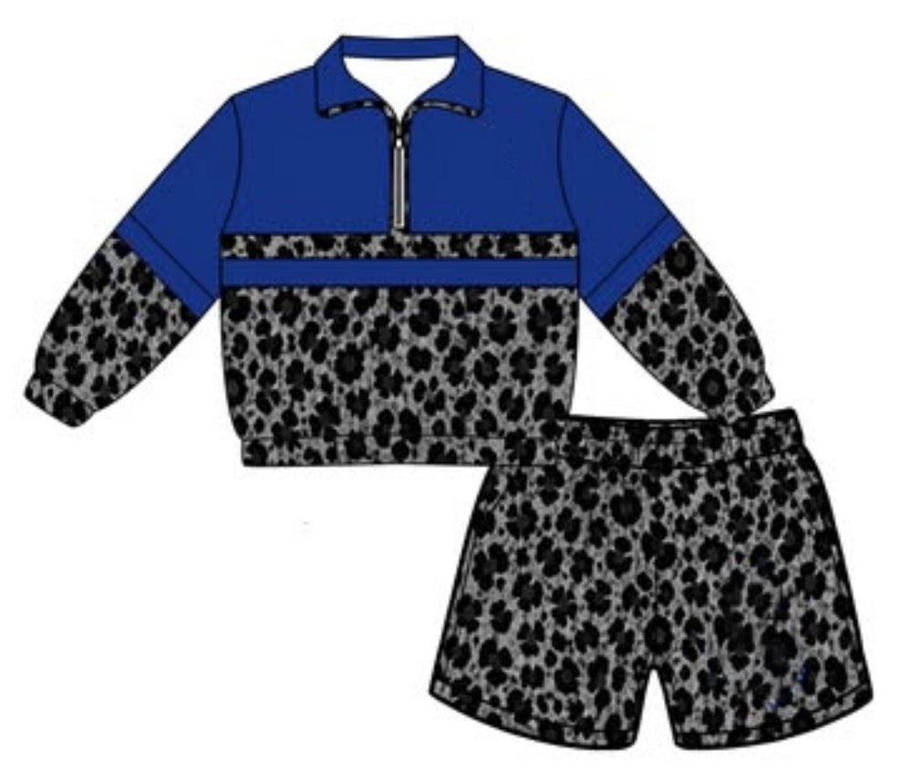 Blue Cheetah windbreaker short set