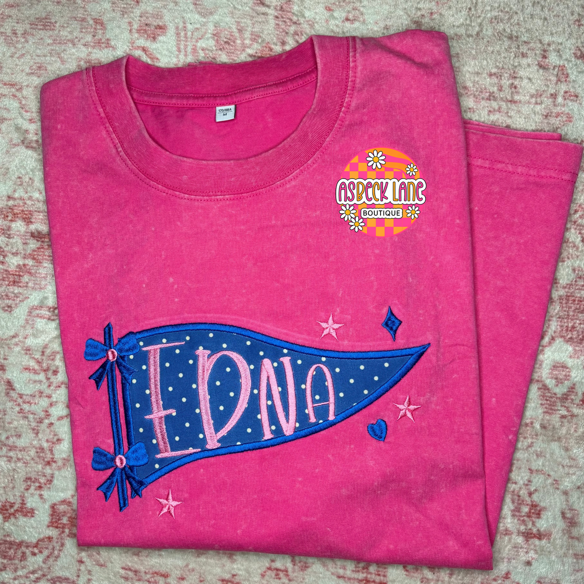 Pink Edna embroidered Banner T-Shirt