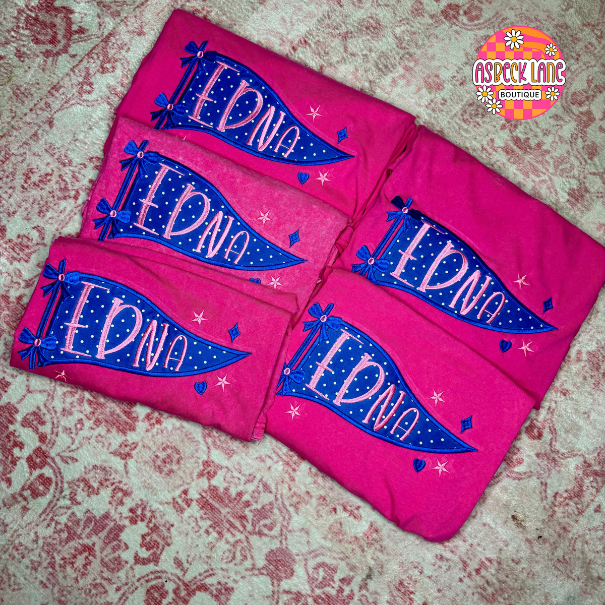 Pink Edna embroidered Banner T-Shirt