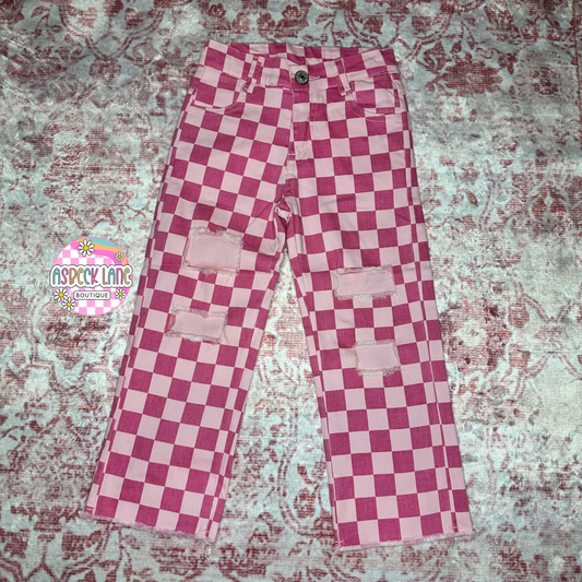 Pink checkered Jeans