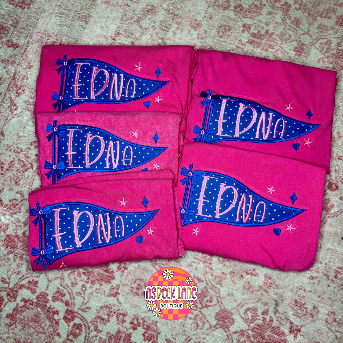 Pink Edna embroidered Banner T-Shirt