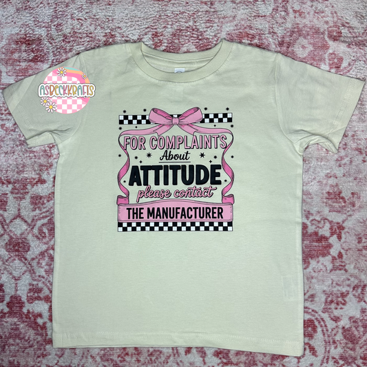 For complaints on attitude please contact manufacturer