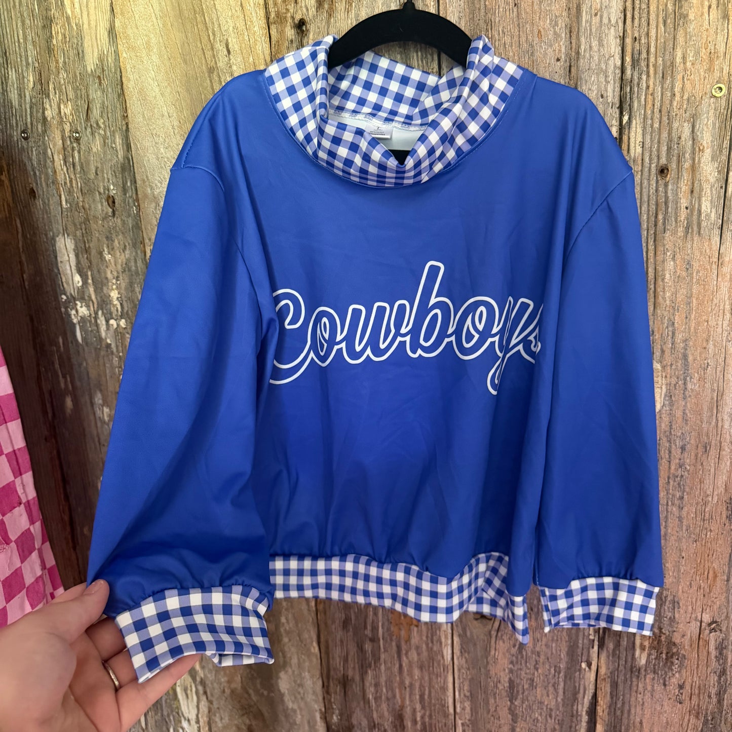Cowboys blue checkered sweatshirt