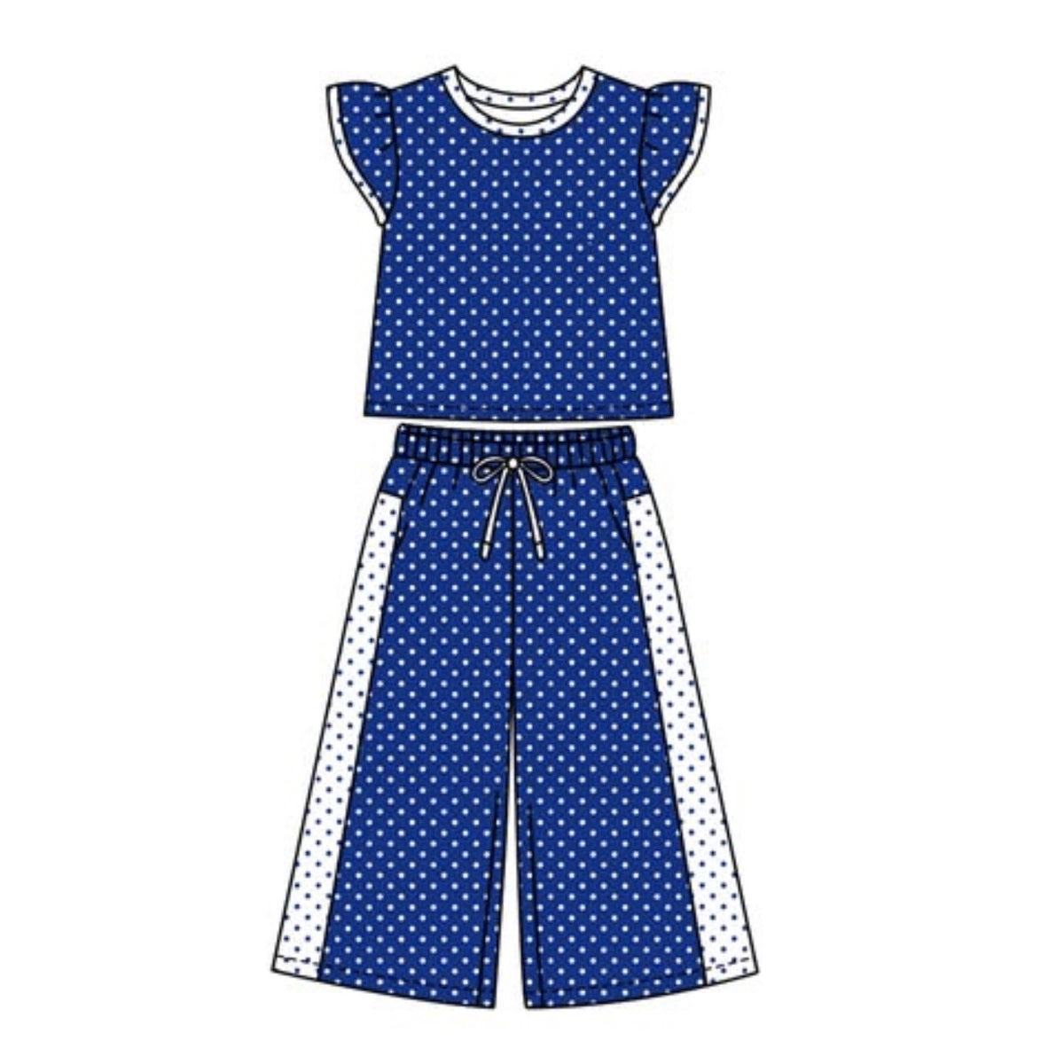 Blue polka dot pant set