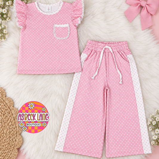 Pink Polka Dot Pant Set