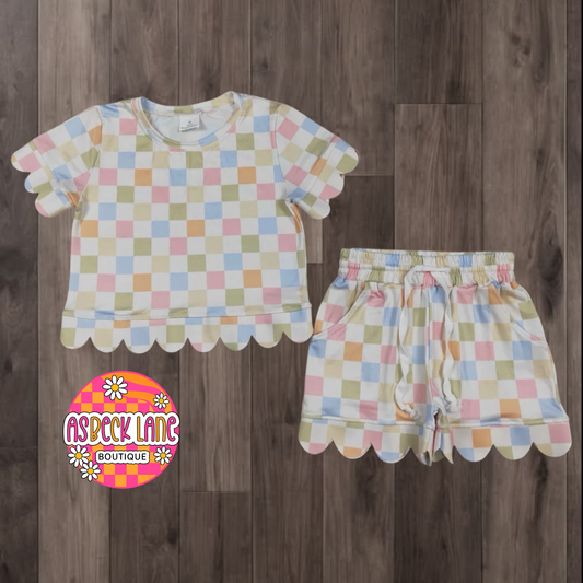 Pastel Checkered Short Set