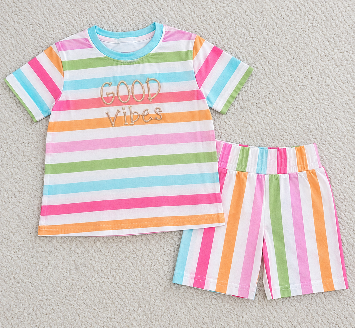 Good vibes stripe short set