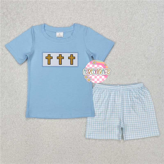 Embroidered Cross Short set boys