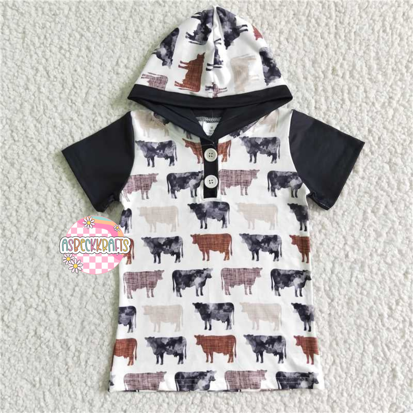 Cow hooded top
