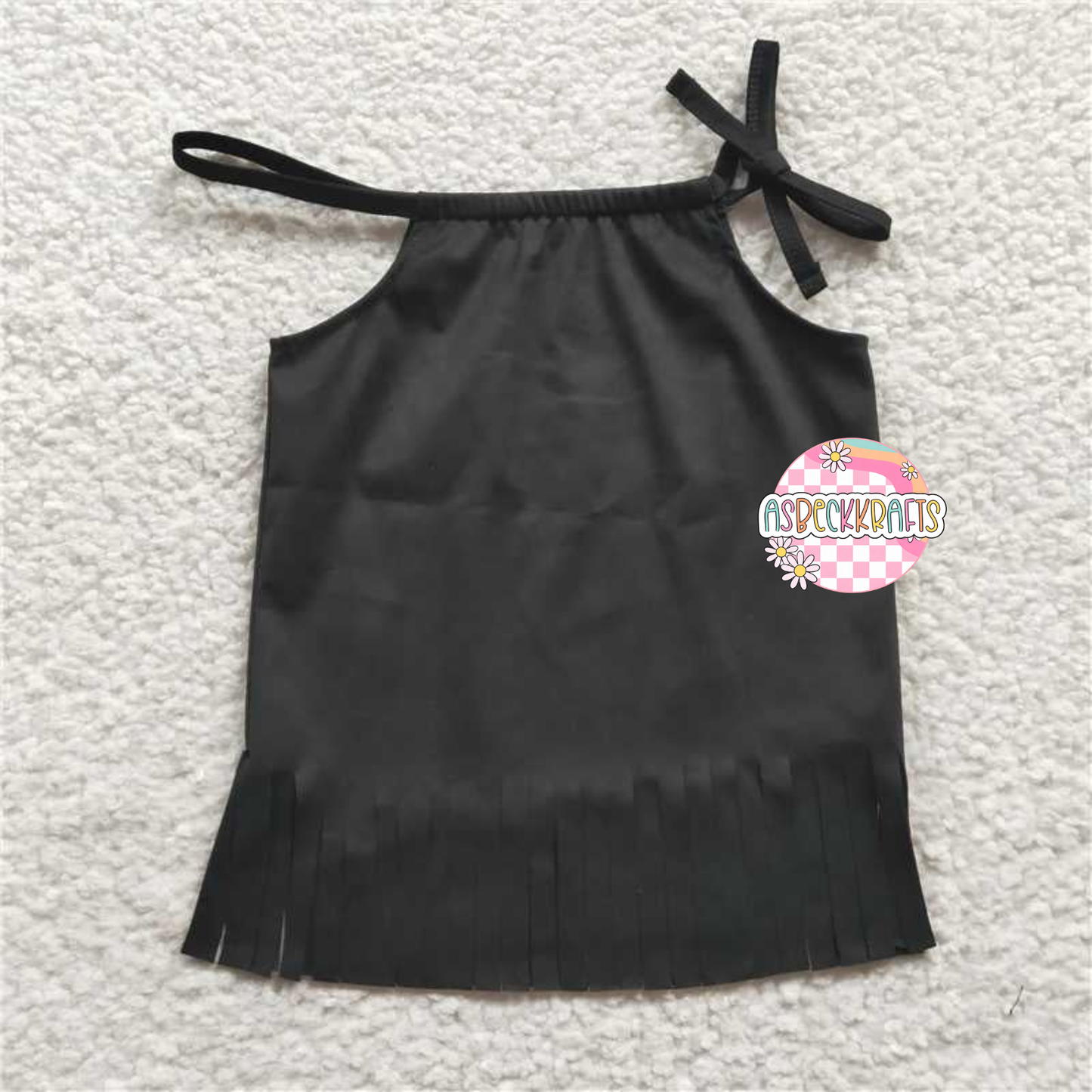 Black tassel halter top